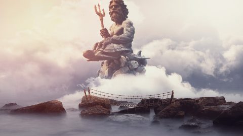 私服传奇攻城战直播预告封面，百人公会在沙巴克城门前列阵，蓝紫光效烘托史诗氛围